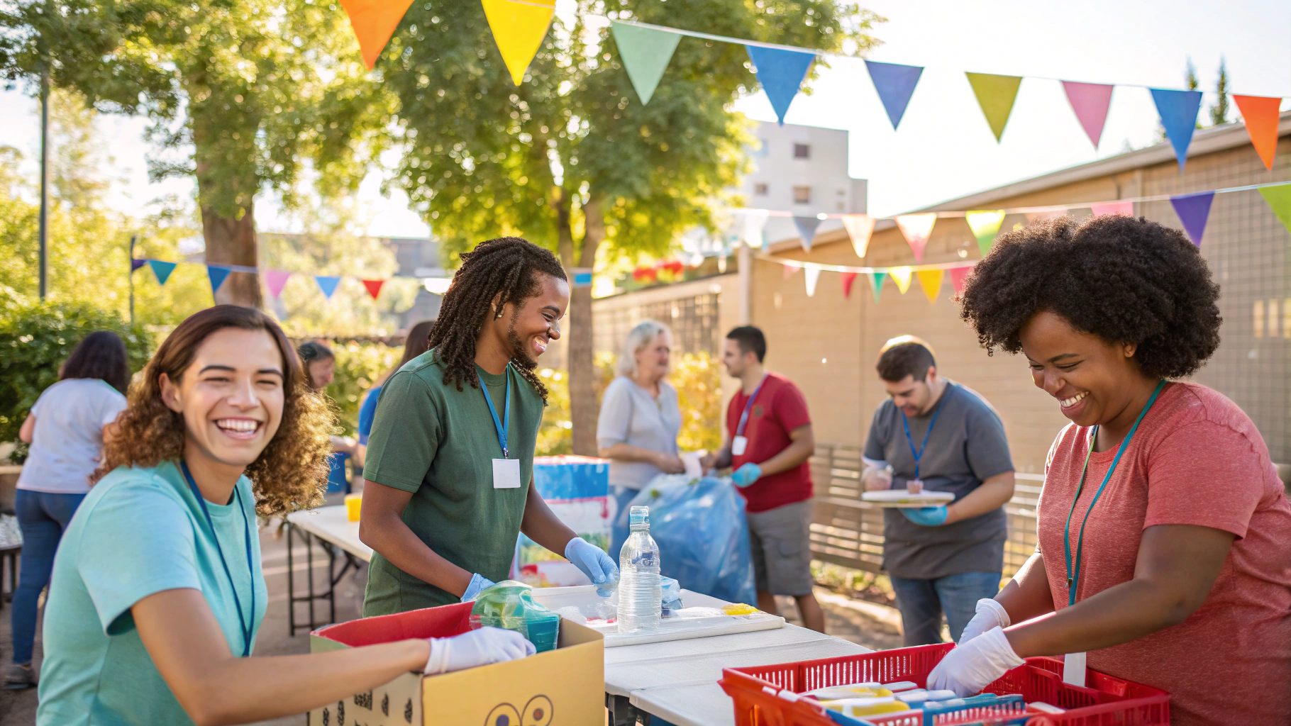 Volunteers organizing a community fundraising event for Back Into Daylight sanctuary