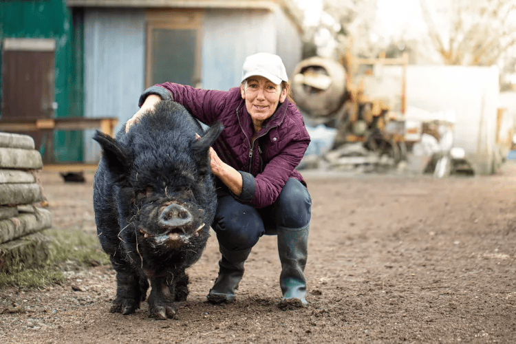Sharon with Bertie at the sanctuary