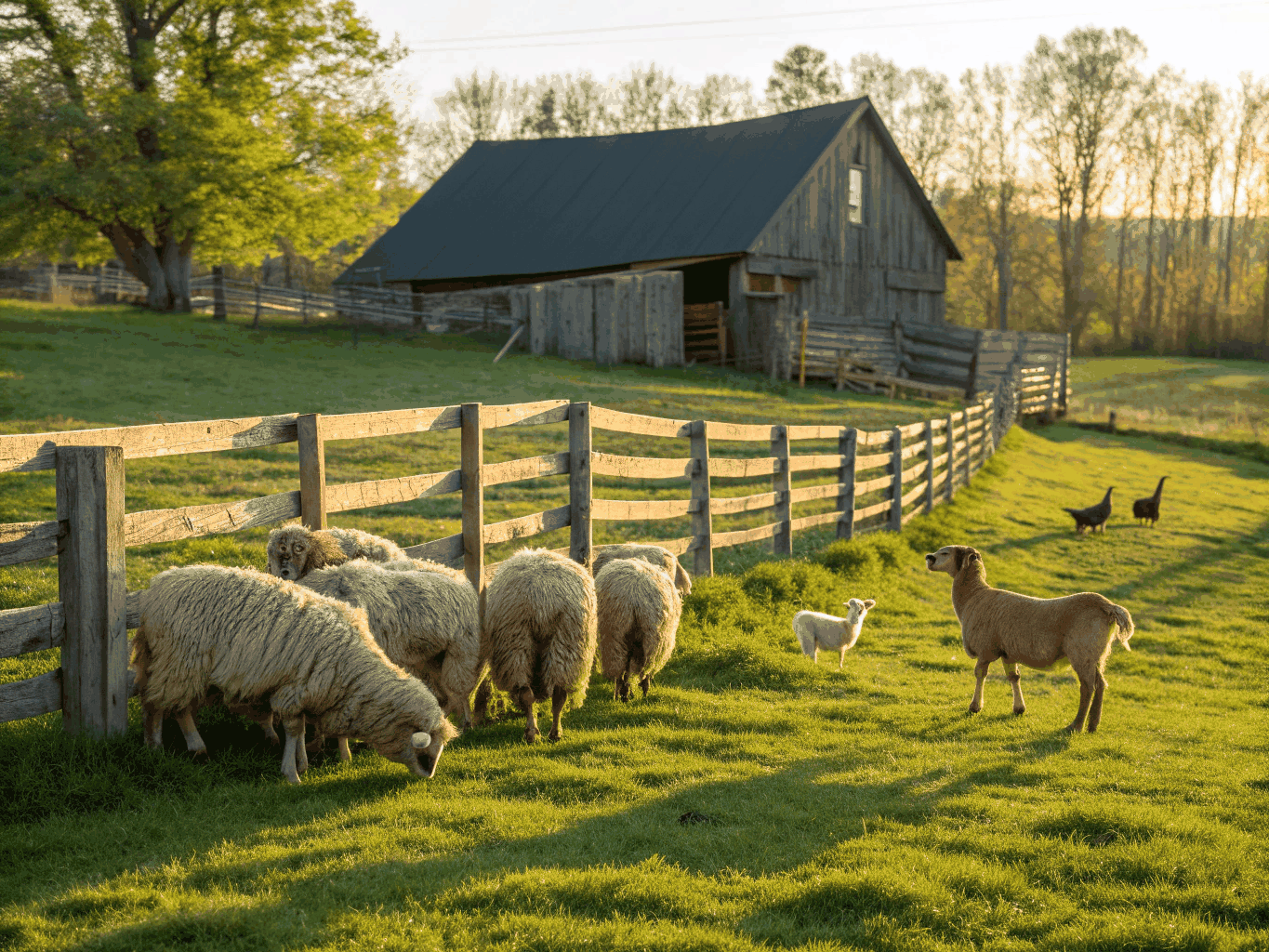 Rescued sanctuary residents in a sunlit meadow in Eastern Ireland